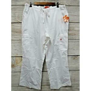 Orange Standard Scrub Pants Womens 2XP White Laguna Elastic Waist Cargo New